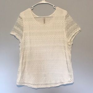 Ivory White “A” Line Lace Overlay Tee Shirt